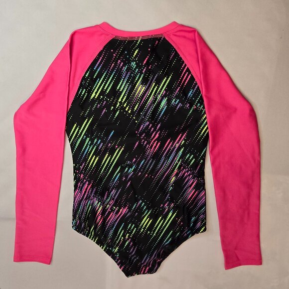 UNDER ARMOUR Girls Rash Guard Swimsuit UA Drip Paddlesuit. Sz 6x Black/Pink - Picture 2 of 5